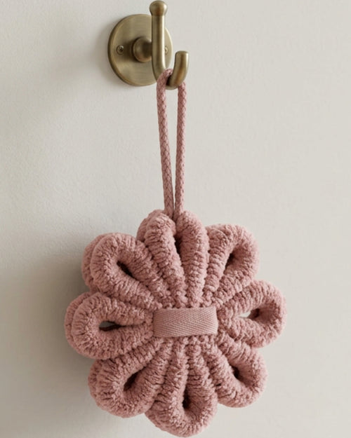 Rgdwn Chenille Loop Rosette Bath Ball Dusty Rose - Lifestyle view
